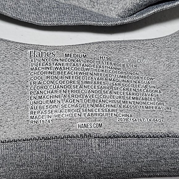 Hanes Girls Grey Seamless Support Sports Bra Youth Size Medium Workout Athletic - Picture 4 of 4